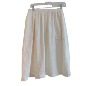 BEC + BRIDGE White Eyelet Lace Midi Skirt Coastal Neutral Boho - Size US 4